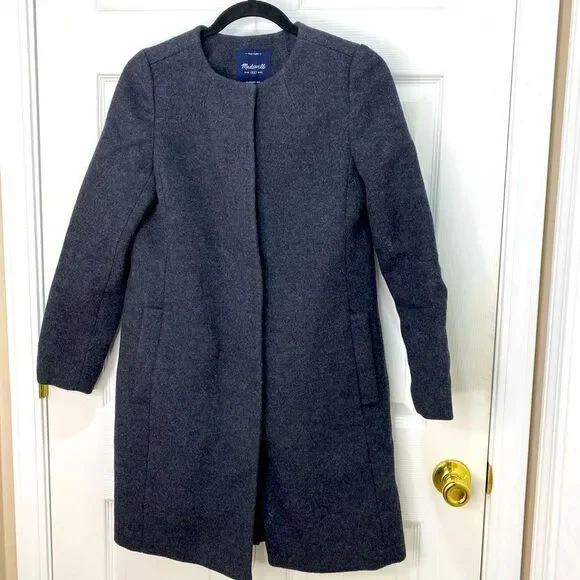 Madewell grey button front peacoat, size x small - Picture 1 of 16